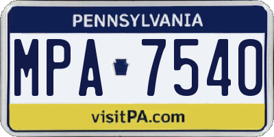 PA license plate MPA7540