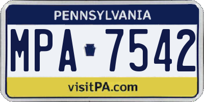 PA license plate MPA7542