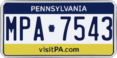PA license plate MPA7543