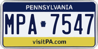 PA license plate MPA7547