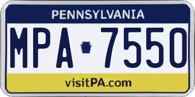 PA license plate MPA7550