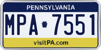 PA license plate MPA7551