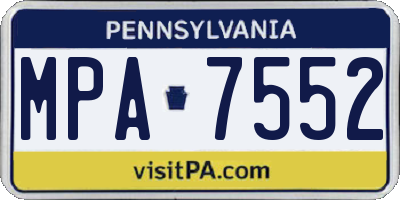 PA license plate MPA7552