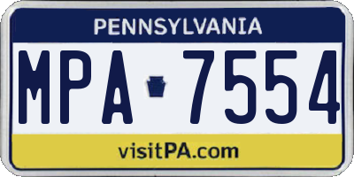 PA license plate MPA7554