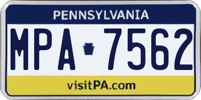 PA license plate MPA7562