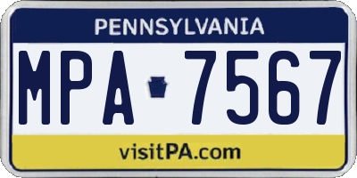 PA license plate MPA7567