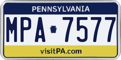 PA license plate MPA7577