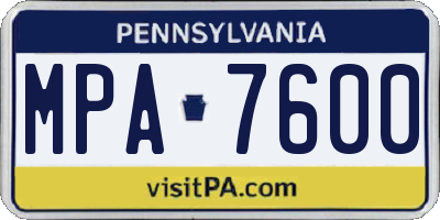 PA license plate MPA7600