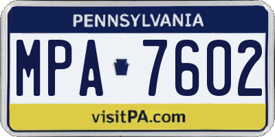PA license plate MPA7602