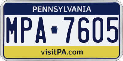 PA license plate MPA7605