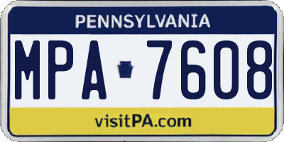 PA license plate MPA7608