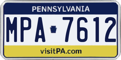 PA license plate MPA7612