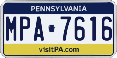 PA license plate MPA7616