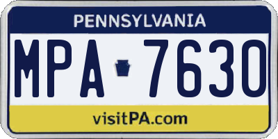 PA license plate MPA7630