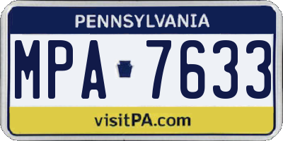 PA license plate MPA7633