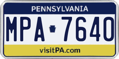 PA license plate MPA7640