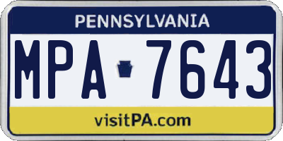 PA license plate MPA7643