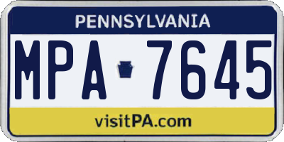 PA license plate MPA7645