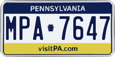 PA license plate MPA7647