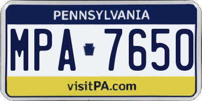 PA license plate MPA7650