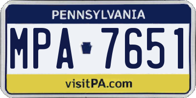 PA license plate MPA7651