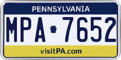 PA license plate MPA7652