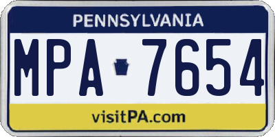 PA license plate MPA7654