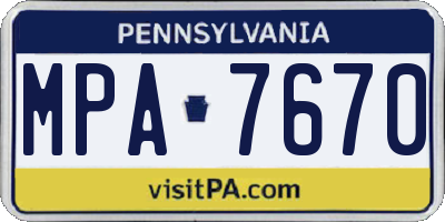 PA license plate MPA7670