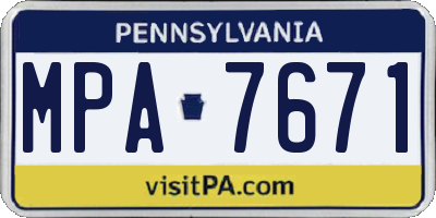 PA license plate MPA7671