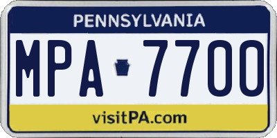 PA license plate MPA7700