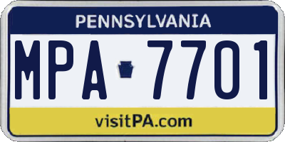 PA license plate MPA7701