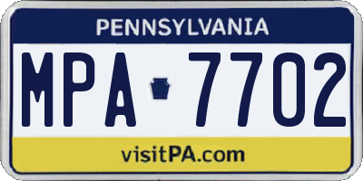 PA license plate MPA7702