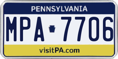 PA license plate MPA7706