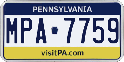PA license plate MPA7759