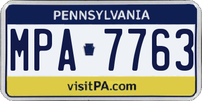 PA license plate MPA7763