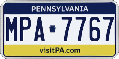 PA license plate MPA7767