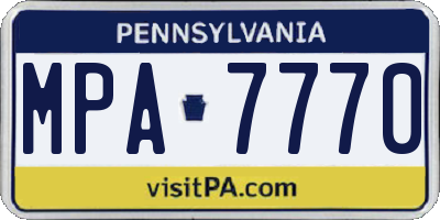 PA license plate MPA7770