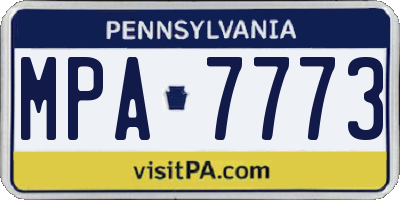 PA license plate MPA7773