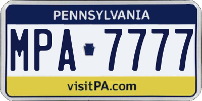PA license plate MPA7777