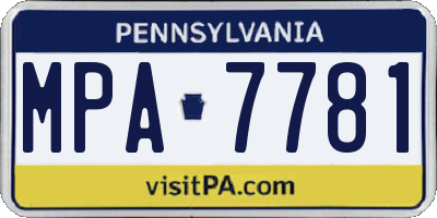PA license plate MPA7781