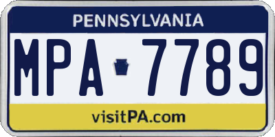 PA license plate MPA7789
