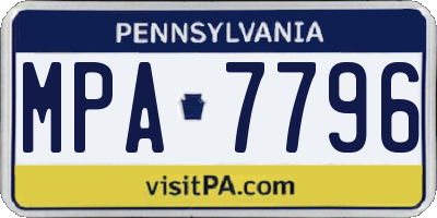 PA license plate MPA7796