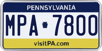 PA license plate MPA7800
