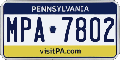 PA license plate MPA7802