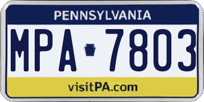 PA license plate MPA7803