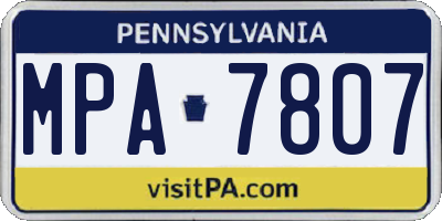 PA license plate MPA7807