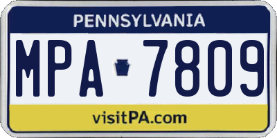 PA license plate MPA7809