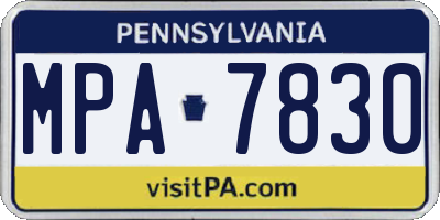 PA license plate MPA7830