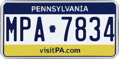 PA license plate MPA7834