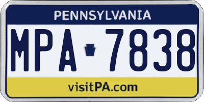 PA license plate MPA7838